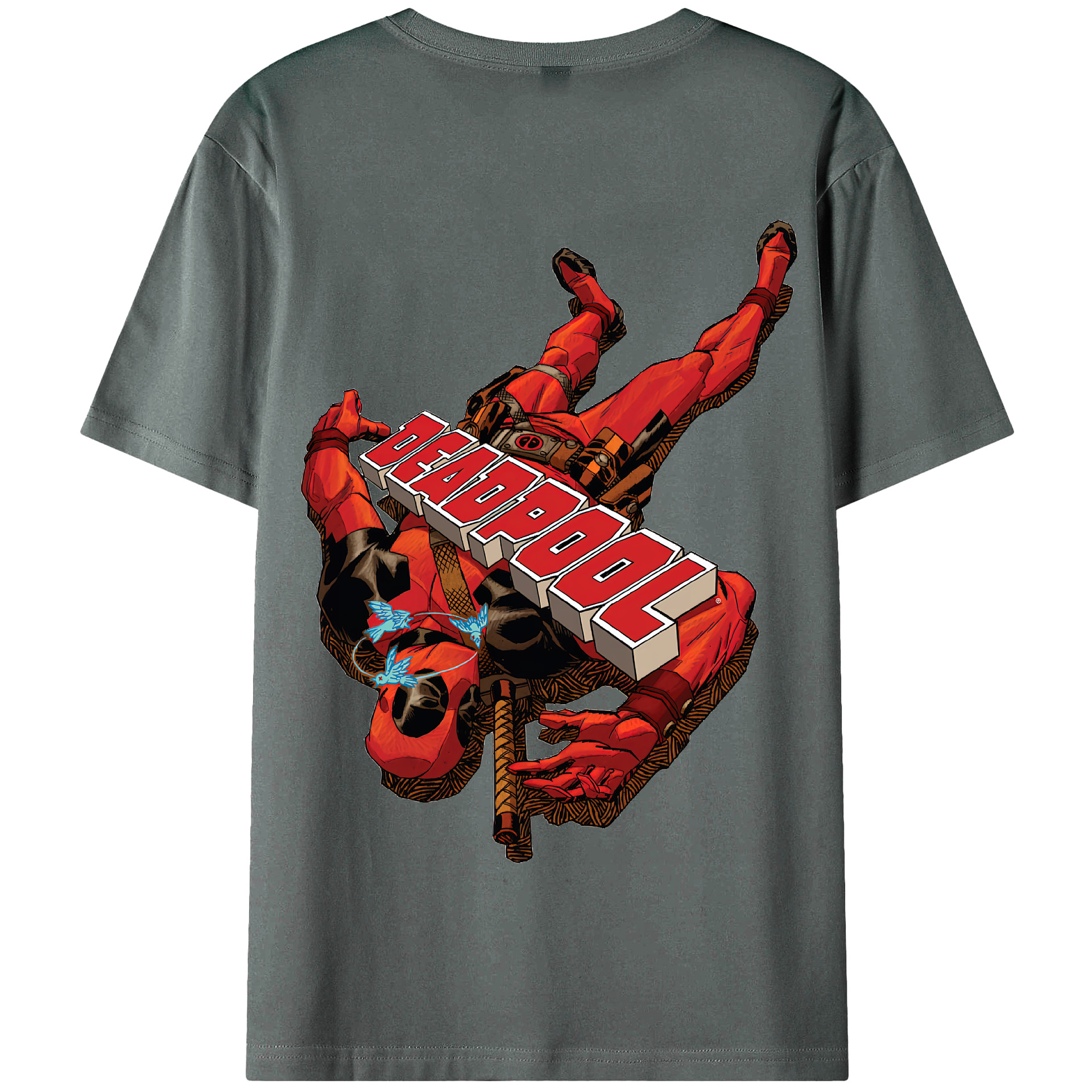 （画像用） Deadpool デッドプール 綿100％半袖Tシャツ（背面プリント）